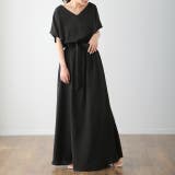 ブラック | ワンピース レディース 半袖 ロングワンピース フレンチスリーブ 大きいサイズ | HUG.U