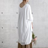 ホワイト | トップス レディース チュニック Uネック Tシャツ シフォン カットソー 七 | HUG.U