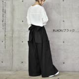 ブラック | ワイドパンツ レディース ワイド リボン カーゴパンツ バックリボン チノ ベ | HUG.U