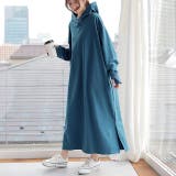 ブルー | ワンピース レディース ロングワンピース 長袖 パーカーワンピース ロング | HUG.U