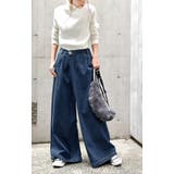 デニム ワイドパンツ レディース ワイド ワイドデニム パンツ ボトムス タッ | HUG.U | 詳細画像9 