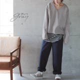 ロンT レディース 長袖 トップス Vネック カットソー 無地ロングTシャツ | HUG.U | 詳細画像14 