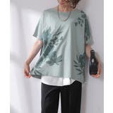 ブルー | Tシャツ 花柄 綿100 | HUG.U