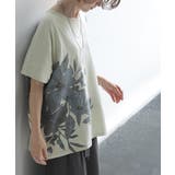 ペールグリーン | Tシャツ 花柄 綿100 | HUG.U