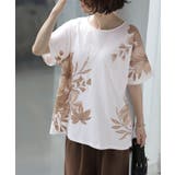 ホワイト | Tシャツ 花柄 綿100 | HUG.U