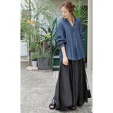 シャツ デニム デニムシャツ レディース トップス カットソー ハーフボタン | HUG.U | 詳細画像3 