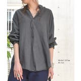 シャツ デニム デニムシャツ レディース トップス カットソー ハーフボタン | HUG.U | 詳細画像4 