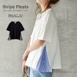 トップス Tシャツ レディース カットソー チュニック 半袖 ストライプ プリ | HUG.U | 詳細画像1 