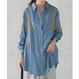 シャツ レディース サステナブル デニムシャツ デニム風 デニム トップス 刺 | HUG.U | 詳細画像5 