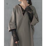 トップス レディース インナー レース 長袖 レイヤード カットソー Vネック | HUG.U | 詳細画像5 