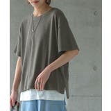 トップス レディース リブ カットソー Tシャツ 半袖 スリット レイヤード | HUG.U | 詳細画像5 