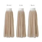 スカート 裏起毛 シフォン ロングスカート レディース プリーツスカート | HUG.U | 詳細画像17 