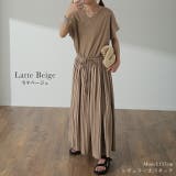 ワンピース Tシャツ ロングワンピ プリーツ Tシャツワンピ 二の腕カバー U | HUG.U | 詳細画像14 