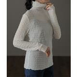 トップス レディース シアー インナー レイヤード シースルー ハイネック 長 | HUG.U | 詳細画像5 