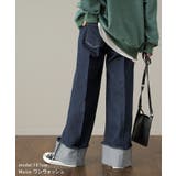 デニム パンツ レディース デニムパンツ ロールアップ ストレッチ ワイドパン | HUG.U | 詳細画像18 