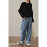 デニム パンツ レディース デニムパンツ ロールアップ ストレッチ ワイドパン | HUG.U | 詳細画像8 