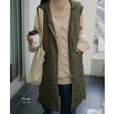 ベスト レディース 中綿 ジレ キルティング ロングベスト フード 軽量 キル | HUG.U | 詳細画像13 