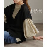 ブラウス レディース トップス ぽわん袖 カットソー きれいめ ロンT 異素材 | HUG.U | 詳細画像14