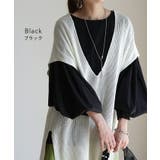 ブラウス レディース トップス ぽわん袖 カットソー きれいめ ロンT 異素材 | HUG.U | 詳細画像15