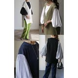 ブラウス レディース トップス ぽわん袖 カットソー きれいめ ロンT 異素材 | HUG.U | 詳細画像19