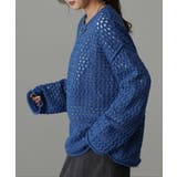 ニット メッシュ プルオーバー ボーダー レディース セーター ぽわん袖 重ね | HUG.U | 詳細画像5 