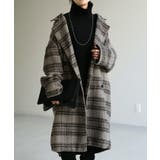 コート チェック柄 ロングコート | HUG.U | 詳細画像5 