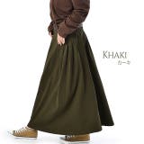 カーキ | スカート レディース ロングスカート Aラインスカート タック 大きいサイズ | HUG.U