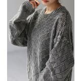 ウォッシュライトブラック | ニット 透かし編み トップス | HUG.U