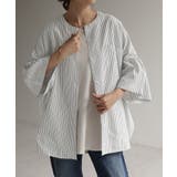 ブラックストライプ | シャツ フレア袖 体型カバー | HUG.U