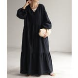 ブラック | ワンピース ティアード ロング | HUG.U