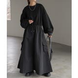 ブラック | ワンピース 異素材 ドッキング | HUG.U