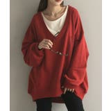 レッド | トップス 深V スウェット | HUG.U