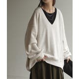 メランジアイボリー | トップス 深V スウェット | HUG.U