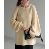 クリーム | ニット ボリュームスリーブ ロング | HUG.U