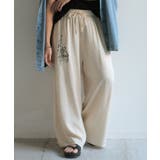 アイボリー | パンツ ワイド 刺繍 | HUG.U