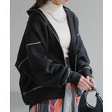 ブラック | ニット ジャスト丈 ニットブルゾン | HUG.U