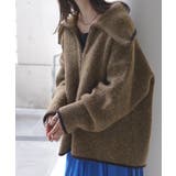 ブラウン×ブラック | ニット 小顔 パーカー | HUG.U