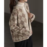 モカ×ベージュ | カーディガン チェック シャギー | HUG.U