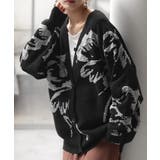 ブラック×グレー | カーディガン 花柄 ニット | HUG.U