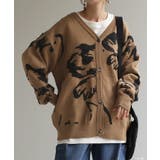 モカブラウン×ブラック | カーディガン 花柄 ニット | HUG.U