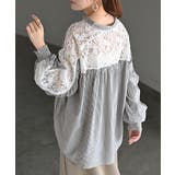 グレーストライプ | シャツ レディース ノーカラー | HUG.U