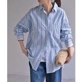 ブルー×ブラック | シャツ 綿100% ブラウス | HUG.U