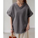 アースグレー | Tシャツ パフ袖 レディース | HUG.U