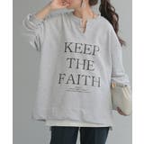 メランジグレー | スウェット キーネック ロゴ | HUG.U