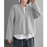 メランジグレー | スウェット Vネック レディース | HUG.U