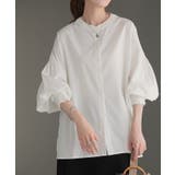 ホワイト | シャツ レディース ノーカラー | HUG.U