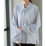 アッシュブルー | ブラウス ボウタイ トップス | HUG.U