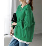 グリーン | スウェット チュニック 綿100 | HUG.U