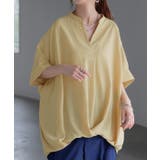 アッシュイエロー | ブラウス キーネック シャツ | HUG.U