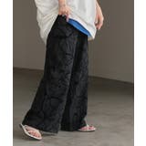 ブラック | パンツ ワイド 花柄 | HUG.U